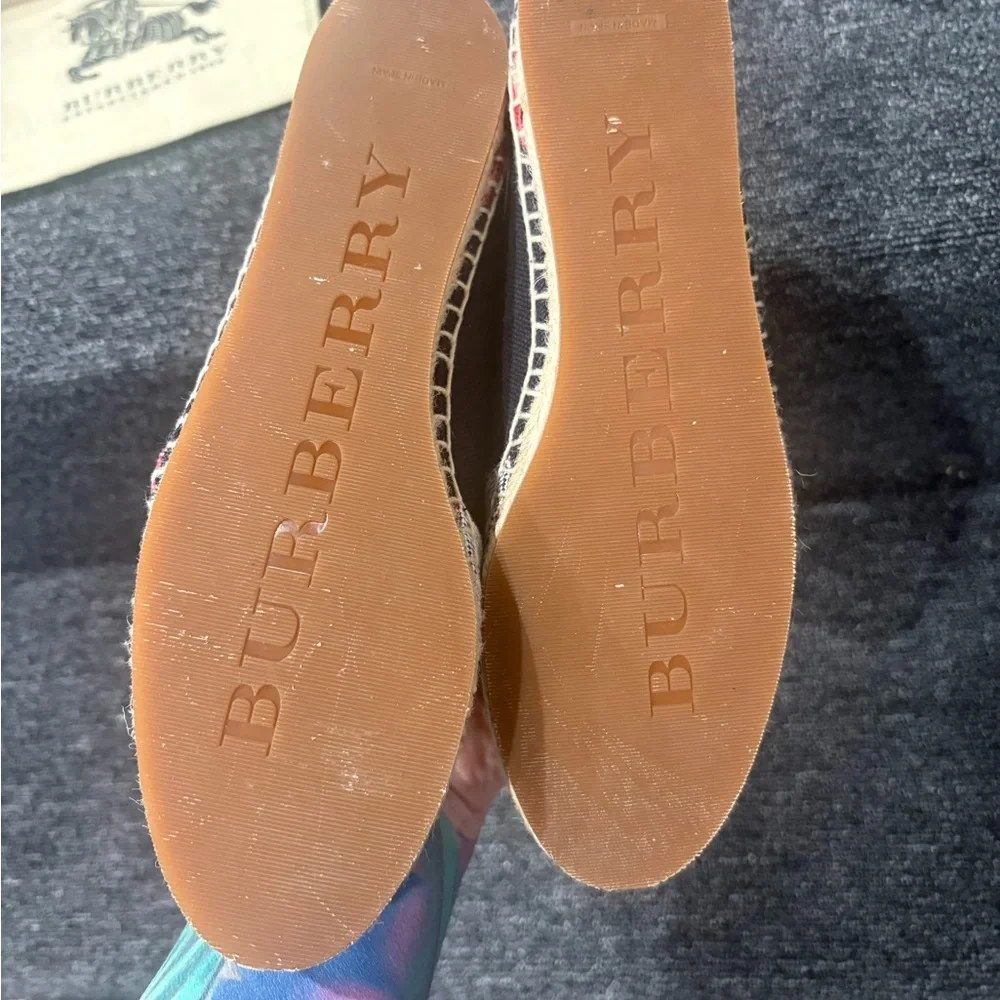 Burberry Navy and White Check Espadrille Flats - Picture 2 of 4